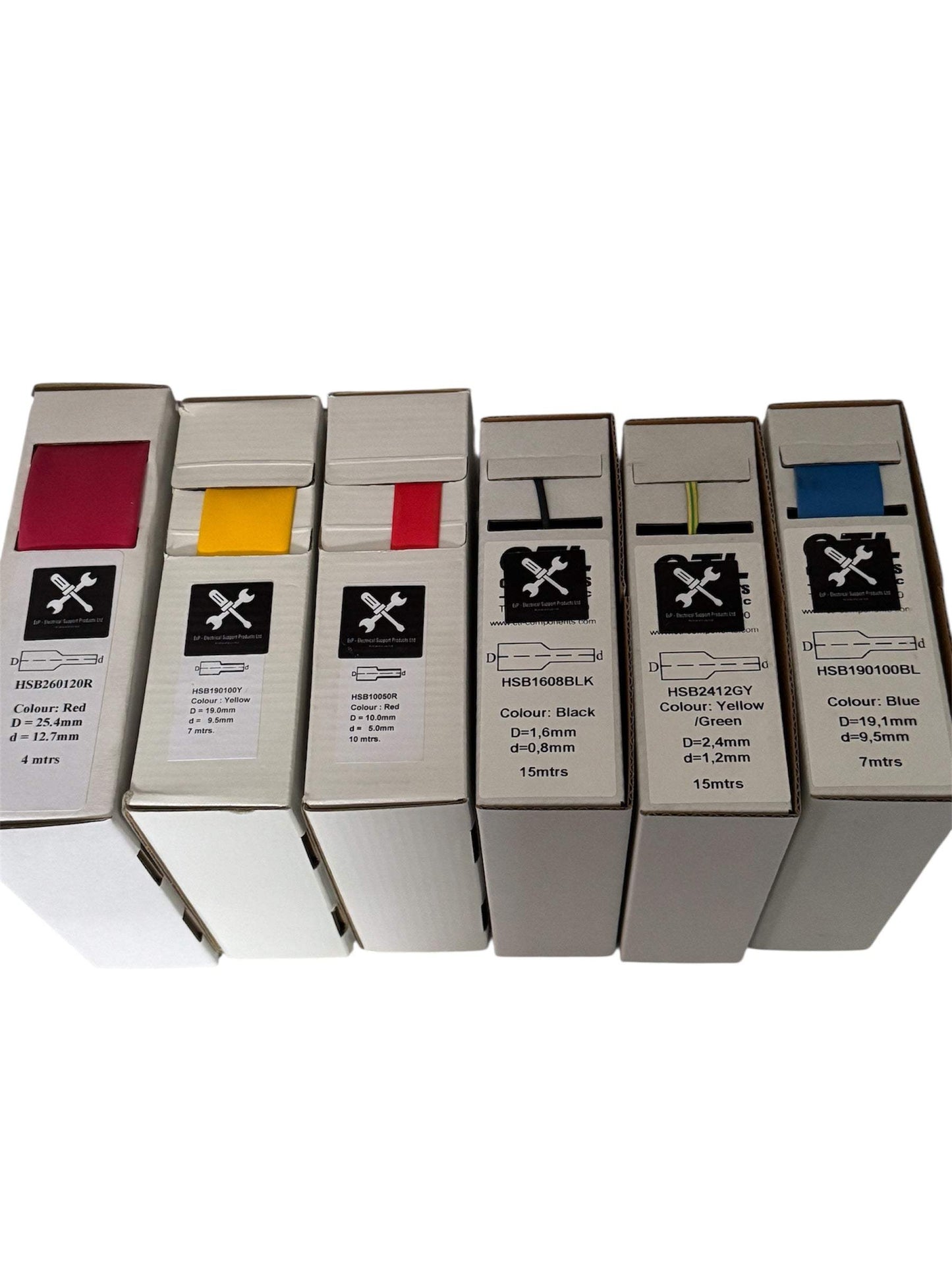 Heat Shrink Mini Box 2:1 Tube Tubing Sleeving Dispenser, size, length & colours