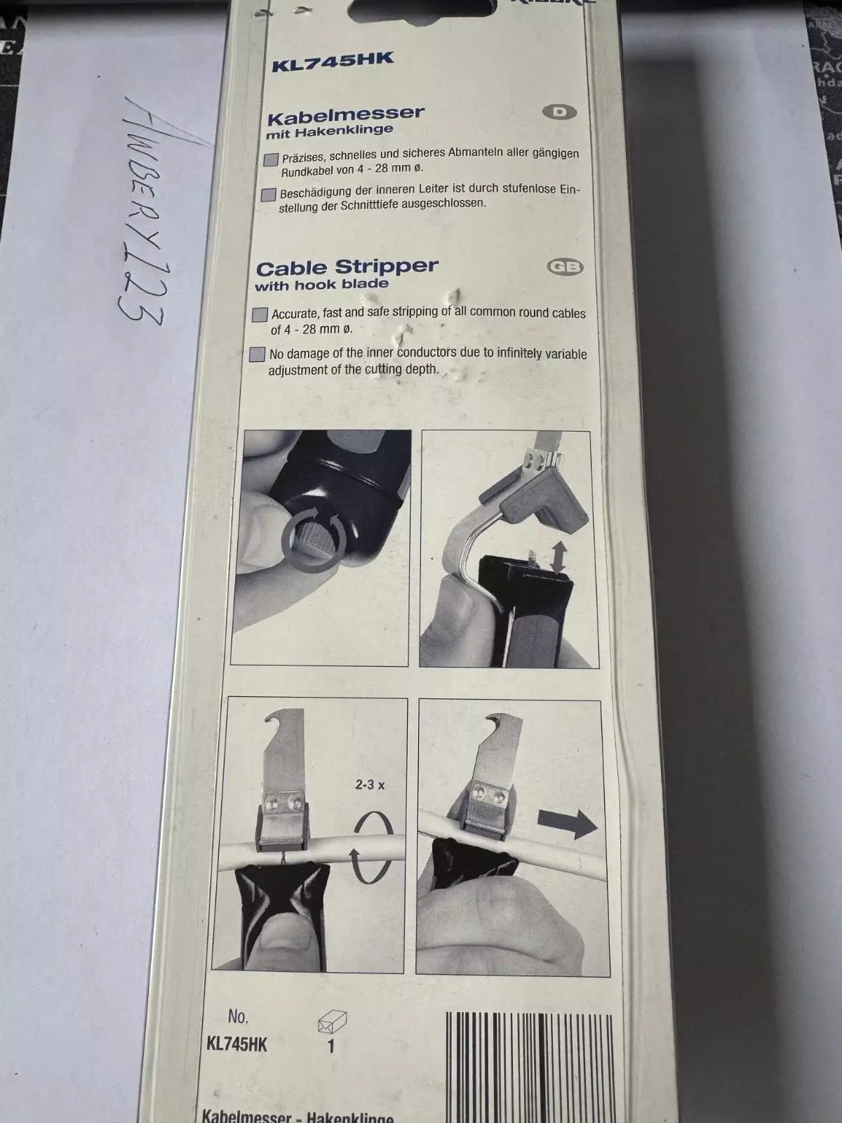 KLAUKE KL745HK CABLE STRIPPER WITH HOOK BLADE – (4mm – 28mm DIAMETER)