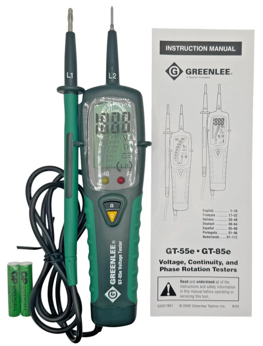 GREENLEE GT-85E 52021956 BIPOLAR VOLTAGE & CONTINUITY TESTER, CAT III 600V