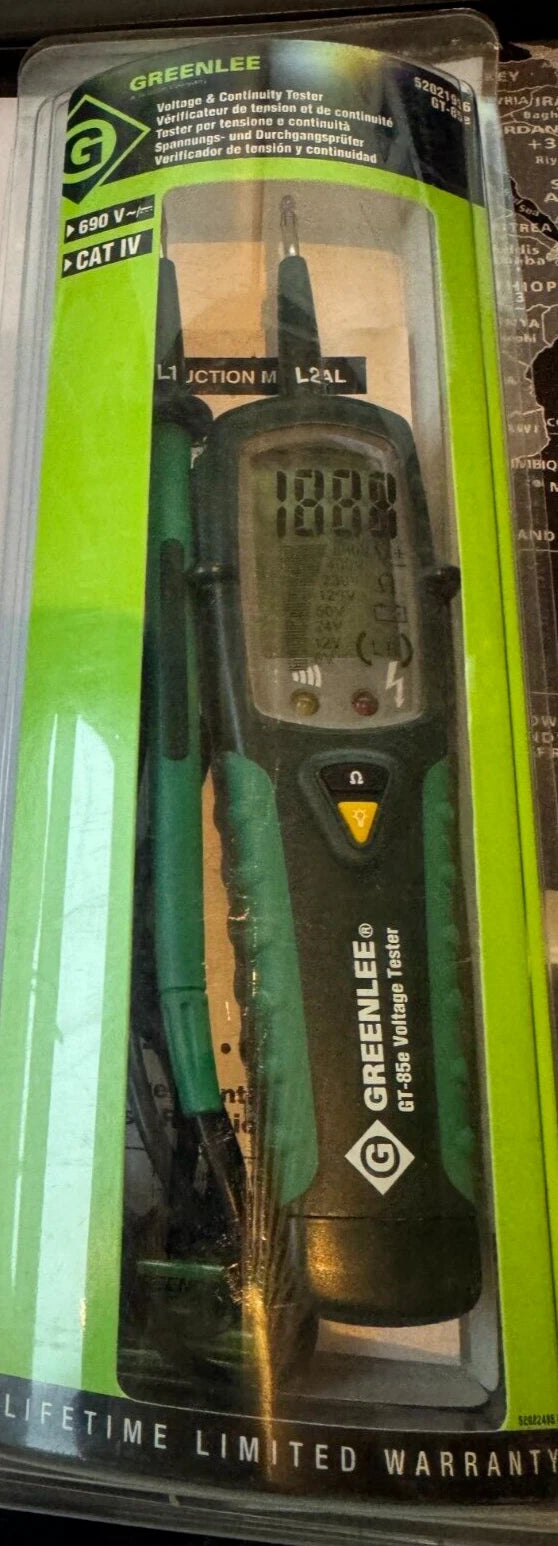 GREENLEE GT-85E 52021956 BIPOLAR VOLTAGE & CONTINUITY TESTER, CAT III 600V
