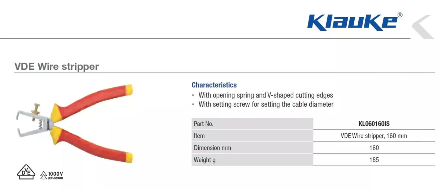 KLAUKE KL060160IS VDE WIRE STRIPPERS
