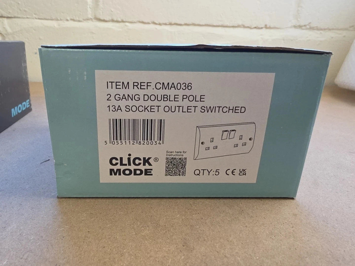 Scolmore Click Mode 13A DP 2 Gang Switched Socket White CMA036