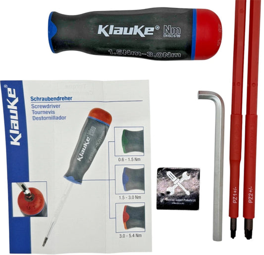 KLAUKE KLE3883013 TORQUE SCREWDRIVER HANDLE 1.5-30Nm, comes with Z1 & Z2 bits