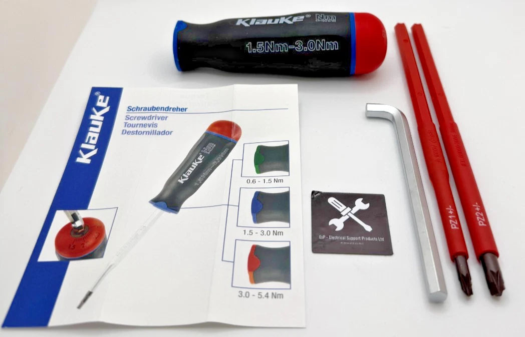KLAUKE KLE3883013 TORQUE SCREWDRIVER HANDLE 1.5-30Nm, comes with Z1 & Z2 bits