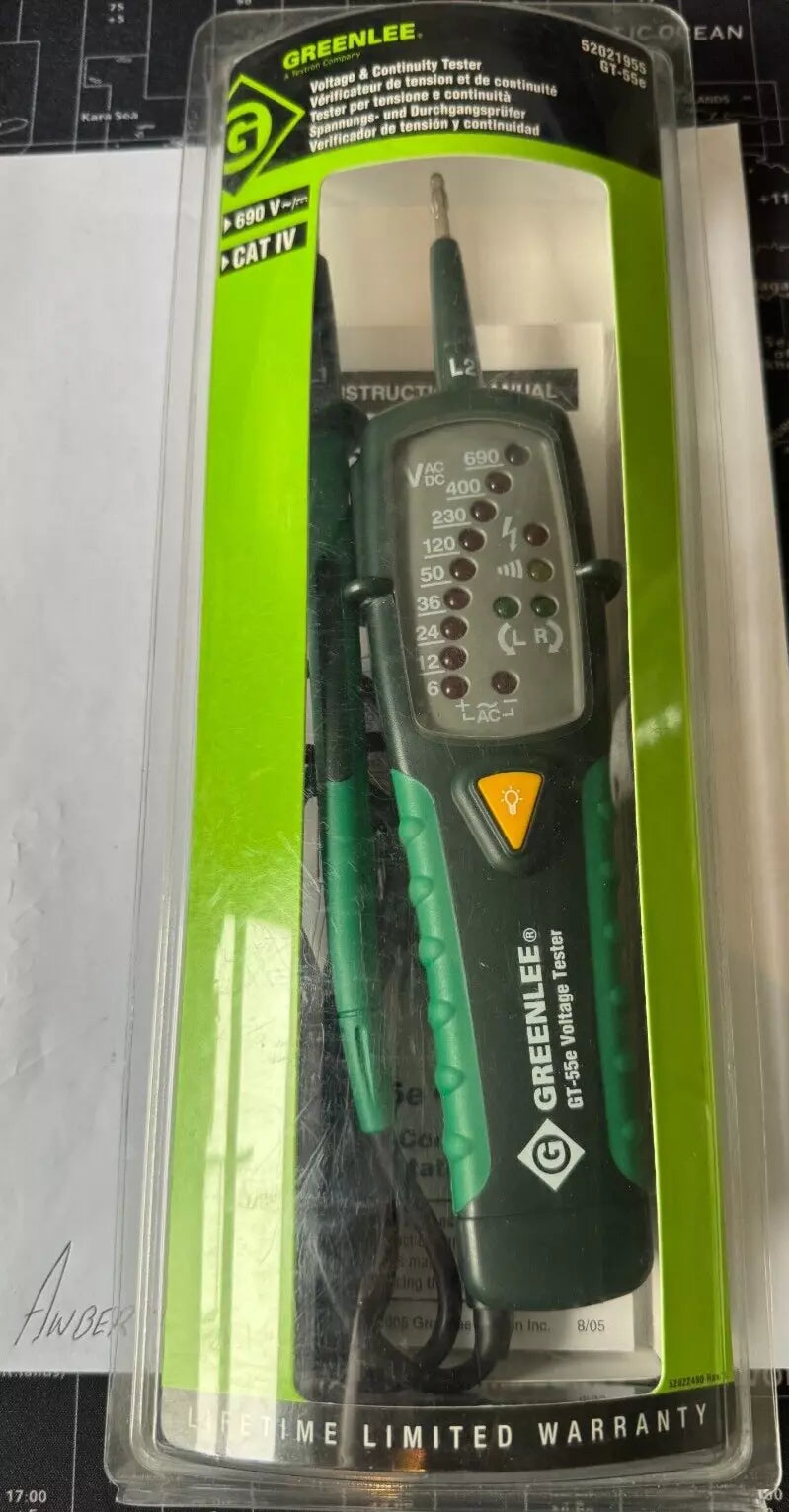 GREENLEE GT-55E 52021955 VOLTAGE & CONTINUITY TESTER. BIPOLAR METER READER