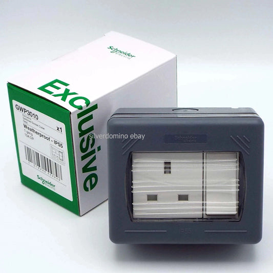 Weatherproof Outdoor Socket 1 Gang IP55 13AMP- Schnieder AX White GWP3010