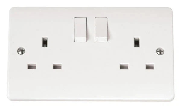 Scolmore Click Mode 13A DP 2 Gang Switched Socket White CMA036